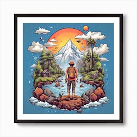 Man Looking At The Mountains Art Print