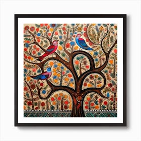 Birds In The Tree By artistai Art Print