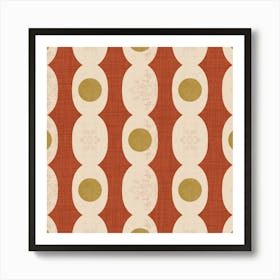 Retro Mod Geo Chain - Rust Red - Mid Century Modern Art Print