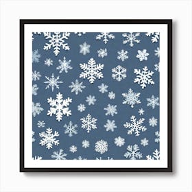 Snowflakes On A Blue Background 6 Art Print