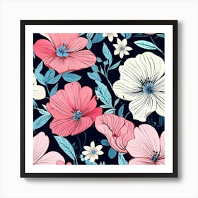 Seamless Floral Pattern 1 Art Print