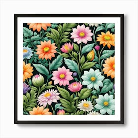 Floral Seamless Pattern 3 Art Print