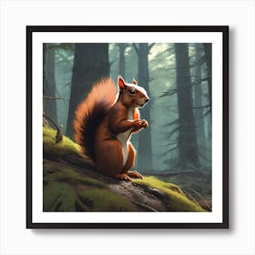 Red Squirrel In The Forest 60 Art Print