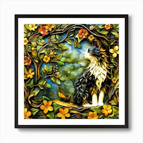 Kitty Corner - Cat In Garden Art Print