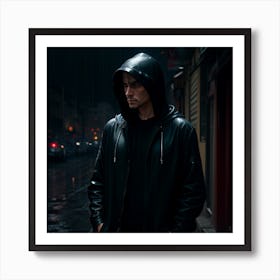 Man In Black Hoodie Art Print