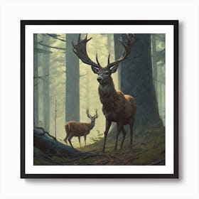 Deer In The Forest 104 Art Print