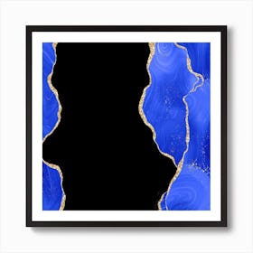 Royal Blue & Gold Agate Texture 03 Art Print