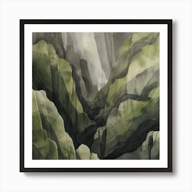 Japanese Watercolour Of Mount Daisen 2 Art Print