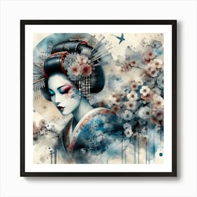 Japan Traditional Geisha Illustration By Ad 174 Art Print