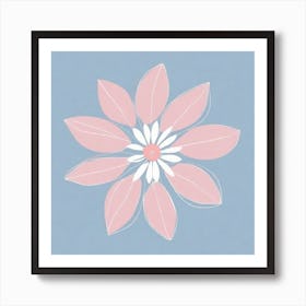 A White And Pink Flower In Minimalist Style Square Composition 391 Art Print