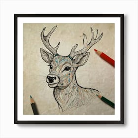 Deer Head 33 Art Print