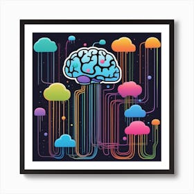 Brain With Clouds Art Print