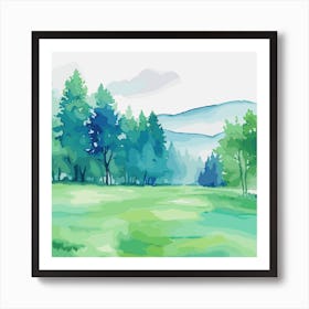 Watercolor Landscape Painting 1 Art Print