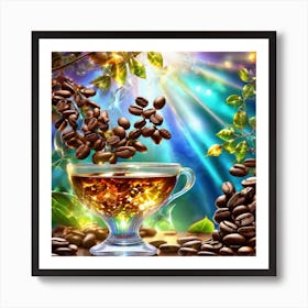 Coffee Cup With Coffee Beans 1 Art Print