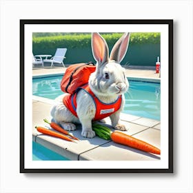 Rabbit At The Pool 1 Art Print