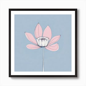 A White And Pink Flower In Minimalist Style Square Composition 625 Art Print