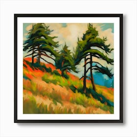 Cedar Trees On The Hill Art Print