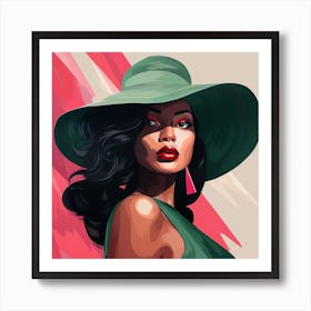 Black Woman In Green Hat 1 Art Print