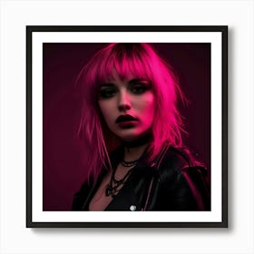 Sexy Girl With Pink Hair Art Print