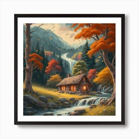 A peaceful, lively autumn landscape 16 Art Print