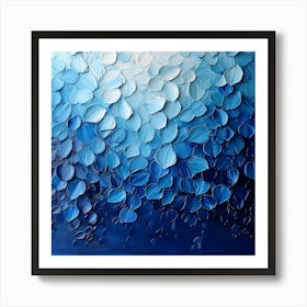 'Azure Petals', an art piece that celebrates the serene beauty of floral elements through the use of textured, layered brushwork. The artwork showcases an array of petals in varying shades of blue that together create a dynamic, yet calming, visual experience.  Floral Texture Art, Serene Blue, Layered Brushwork.  #AzurePetals, #TexturedArt, #BlueFloral.  'Azure Petals' is more than just a painting; it's a tranquil escape into a sea of blue, perfect for enhancing the peaceful ambiance of any room. It invites the viewer to appreciate the subtle complexities of its composition, making it an ideal choice for art enthusiasts looking to add a touch of elegance and tranquility to their space. Art Print