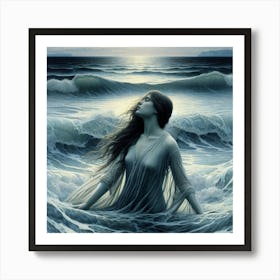 Mermaid In The Ocean 1 Art Print