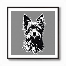 Yorkshire Terrier,  Black and white illustration, Dog drawing, Dog art, Animal illustration, Pet portrait, Realistic dog drawing, puppy Art Print