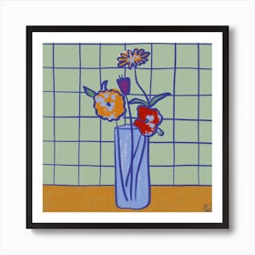 Painted Flowers Square Art Print