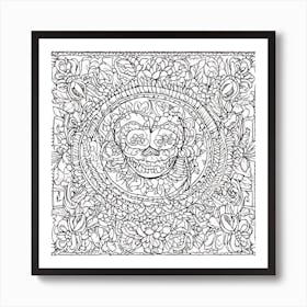 Day Of The Dead Coloring Page 1 Art Print