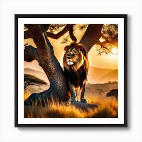 Lion In The Sunset 1 Art Print