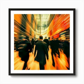 Blurred People Walking In The City Art Print