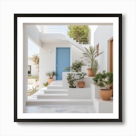 White House With Blue Door 1 Art Print