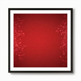 Red Background With Flowers Art Print