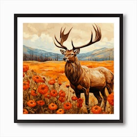 Deer In The Field Art Print