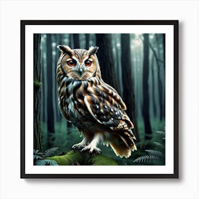 Owl In The Forest 20 Art Print