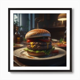 Burger On A Plate 92 Art Print