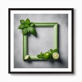 Green Frame With Lime And Mint Art Print