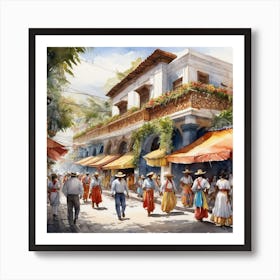 Street Scene In Mexico City 1 Art Print