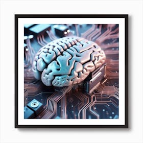 Brain On A Circuit Board 9 Art Print