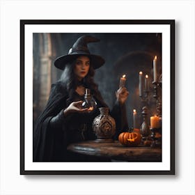 Witch Holding A Candle Art Print