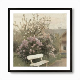 Bench In The Garden 1 Art Print