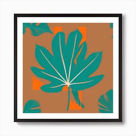 Single Tropical Leaf On A Solid Background pattern art, 121 Art Print