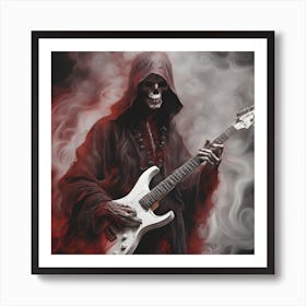 Skeleton Playing Guitar Art Print