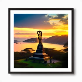 Statue Of Liberty At Sunset 1 Art Print