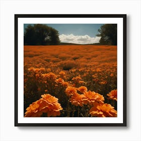 Field Of Orange Flowers Art Print