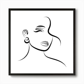 Abstract Face Of A Woman With Earring Art Print