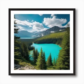 Turquoise Lake In The Mountains Art Print