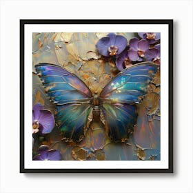 Butterfly With Orchids 4 Art Print