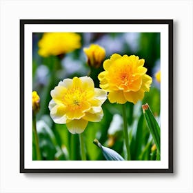 Garden Blossom Summer Grass Bloom Green Buttercup Meadow Field Spring Beautiful Yellow B Art Print