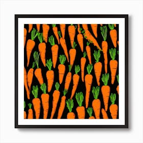 Carrots On A Black Background 7 Art Print